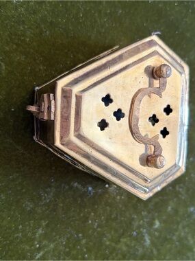 Vintage Handcrafted Brass Incense Burner Box with Latch India 57